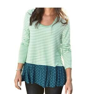 Matilda Jane Talk to me Later Tunic Mint Green Boho Cottage Core Ruffles Size M